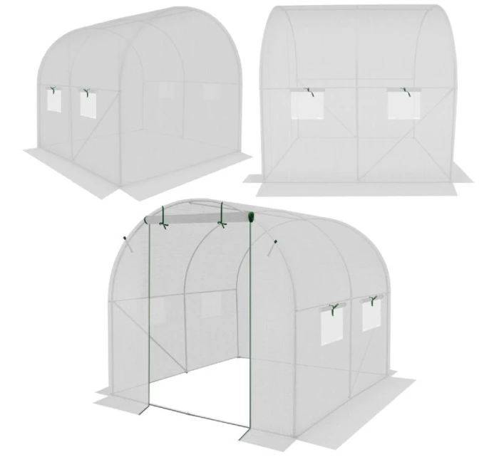 ZAHRADNÍ TUNEL 200x200x200 cm PE BÍLÁ OCELOVÁ KONSTRUKCE