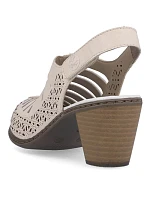 Kožené sandály na podpatku Rieker W RKR49B beige Kožené sandály na podpatku Rieker W RKR49B beige