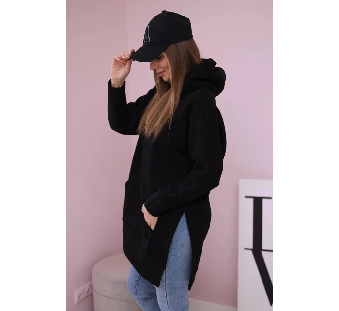 Zateplená mikina s bočními rozparky černá Zateplená mikina s bočními rozparky černá