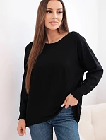 Dámský svetr s delším zadním dílem a raženou hvězdou černý