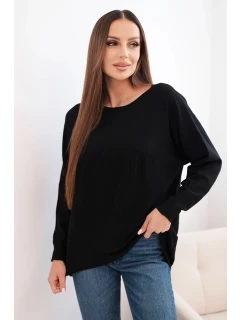 Dámský svetr s delším zadním dílem a  černý model 21731270 - K-Fashion