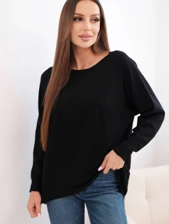 Dámský svetr s delším zadním dílem a  černý model 21731270 - K-Fashion