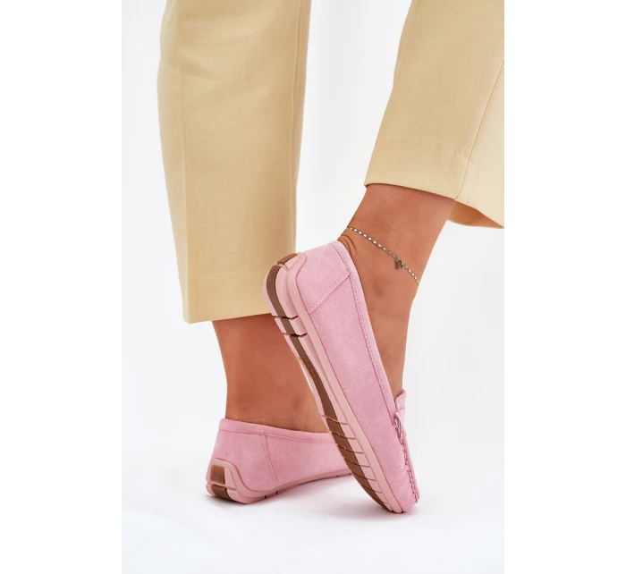 Dámské semišové mokasíny světle růžové model 21625549 - Boto