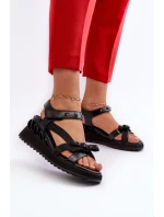 Dámské sandály s mašlí D&A CR956 Černé