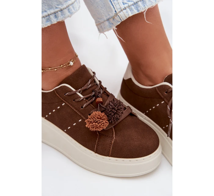 Dámské tenisky na platformě s ozdobnými čokoládové model 21919538 - Boto Dámské tenisky na platformě s ozdobnými čokoládové model 21919538 - Boto