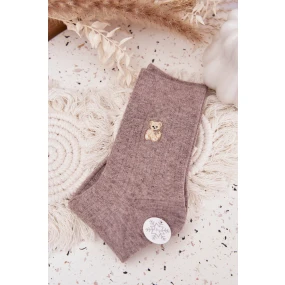 Teplé dámské ponožky s medvídkem a vlnou – tmavě béžové Teplé dámské ponožky s medvídkem a vlnou – tmavě béžové