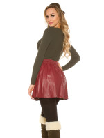 Sexy leather look pleated mini skirt