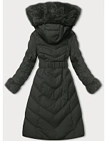 Dámská zimní bunda v army barvě s páskem model 21246690 - J.STYLE Dámská zimní bunda v army barvě s páskem model 21246690 - J.STYLE