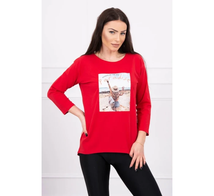 Halenka s potiskem Paradise červená Halenka s potiskem Paradise červená