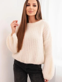 Dámský svetr z mohairu s buflovými rukávy ecru
