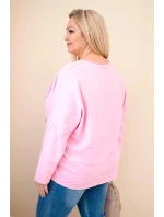 Dámská bavlněná blůza Plus Size s V výstřihem světle růžová Dámská bavlněná blůza Plus Size s V výstřihem světle růžová