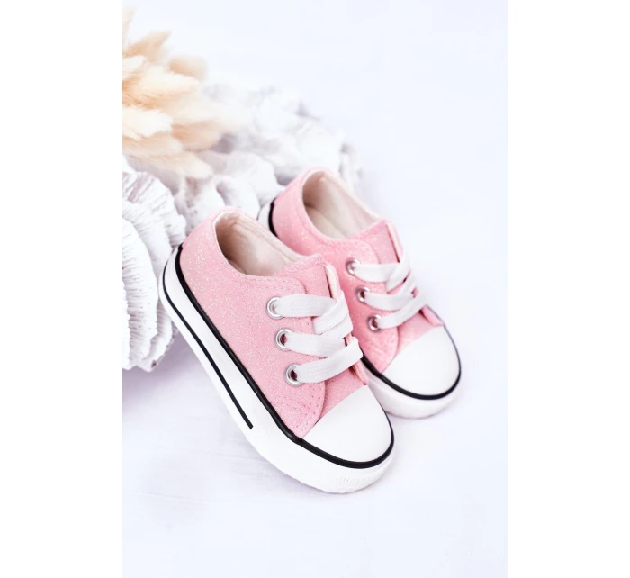 Dětské Brokátové Tenisky Růžové Bling-Bling Dětské Brokátové Tenisky Růžové Bling-Bling
