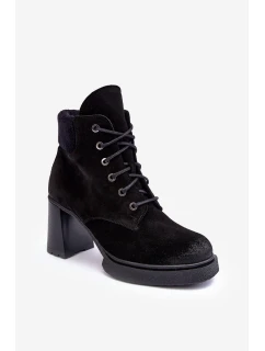 Šněrovací Zimní Boty Na Podpatku Černé model 21634844 - Boto