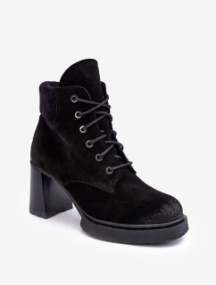 Šněrovací Zimní Boty Na Podpatku Černé model 21634844 - Boto
