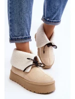 Sněhule na platformě s kožešinou světle béžové model 21644734 - Boto