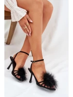 Dámské Sandály Na Podpatku S Peřím Černé Xaliope Dámské Sandály Na Podpatku S Peřím Černé Xaliope