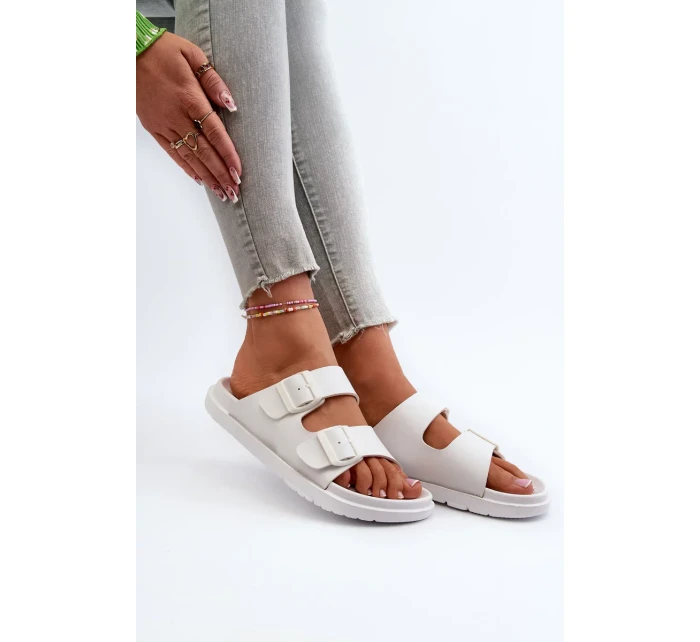 Dámské lehké pěnové pantofle s přezkami Big Star bílá