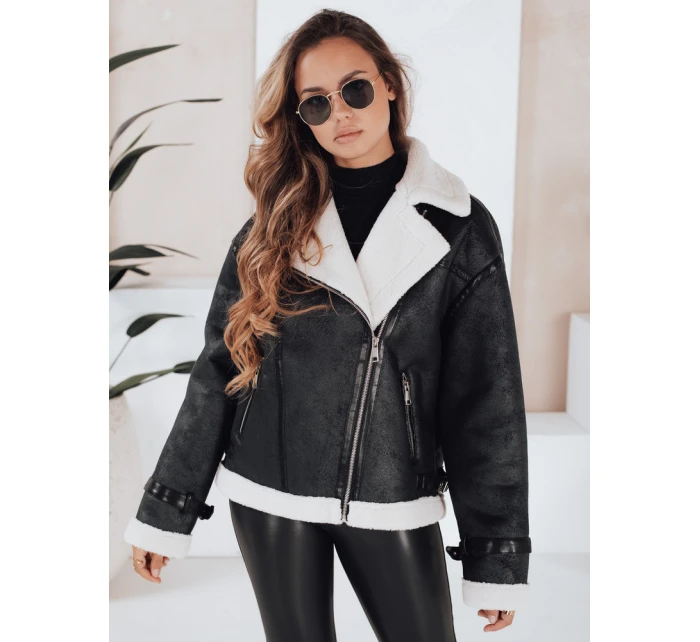 Dámská bunda z ovčí kůže černá FashionStreet TY5125