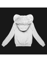 Krátká bílá bunda s kožešinovou podšívkou S'West (B8506-26) Krátká bílá bunda s kožešinovou podšívkou S'West (B8506-26)