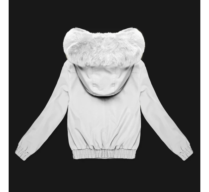 Krátká bílá bunda s kožešinovou podšívkou S'West (B8506-26) Krátká bílá bunda s kožešinovou podšívkou S'West (B8506-26)