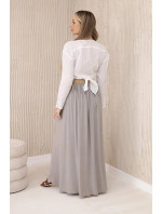 Viskózová sukně s ozdobným páskem model 20129732 - K-Fashion