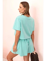Dámský bavlněný komplet se širokými šortkami mentolový Dámský bavlněný komplet se širokými šortkami mentolový