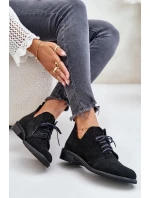 Semišové Polobotky Šněrovací Na Plochém Podpatku Černé model 21670945 - Zazoo