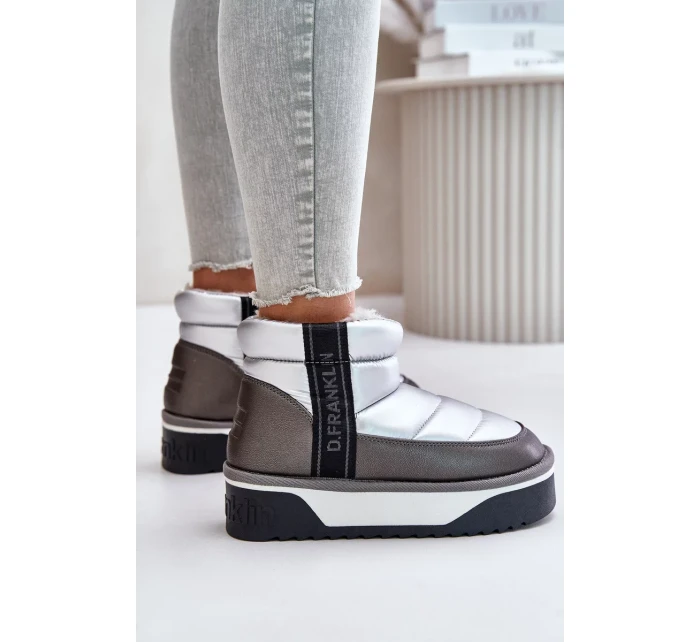 Nízké sněhule na silné podrážce D.Franklin Stříbrné Nízké sněhule na silné podrážce D.Franklin Stříbrné