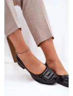 Dámské kožené baleríny s ozdobou D&A – černé Dámské kožené baleríny s ozdobou D&A – černé
