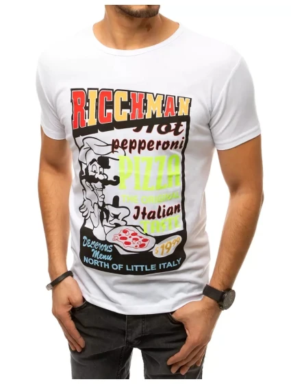 Pánské bílé tričko s potiskem FashionStreet RX4372