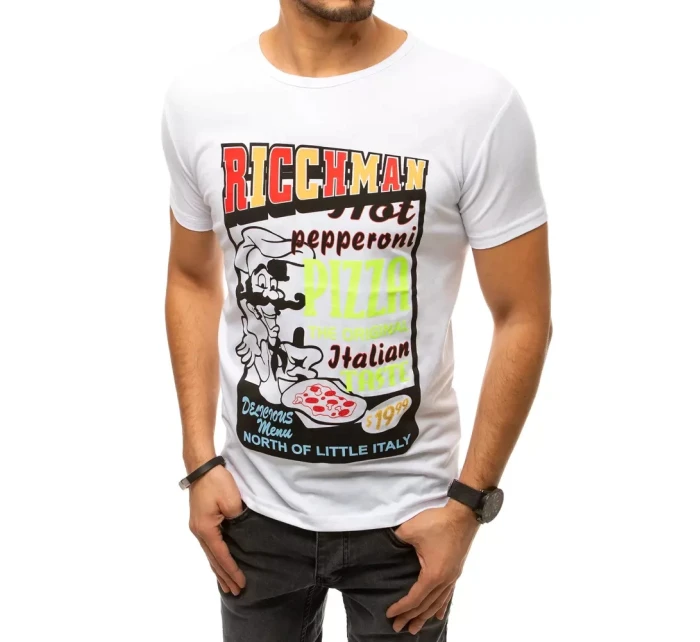 Pánské bílé tričko s potiskem FashionStreet RX4372