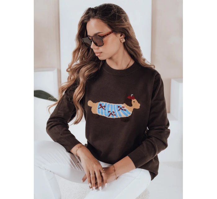 Dámský svetr CHICPAWS s aplikací hnědého psa FashionStreet MY2544