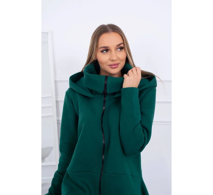 Zateplené šaty s delšími boky tmavě zelené Zateplené šaty s delšími boky tmavě zelené