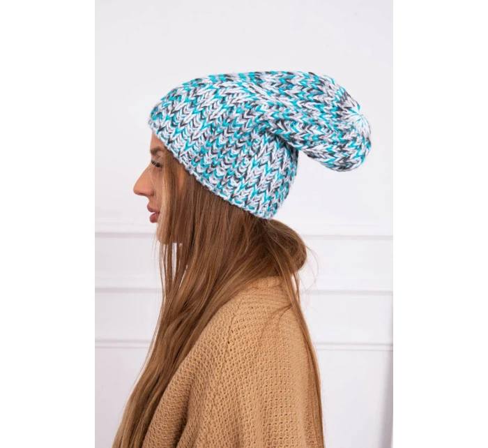 Dámská čepice Lora K312 tyrkysová+šedá Dámská čepice Lora K312 tyrkysová+šedá