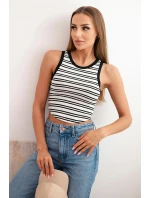 Dámská pruhovaná bavlněná bezrukávová blůza černá