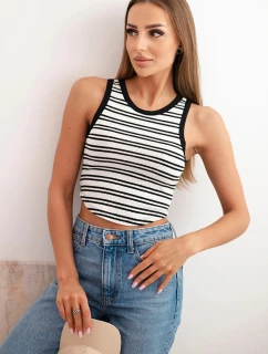 Dámská pruhovaná bavlněná bezrukávová blůza černá