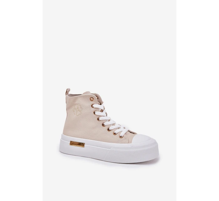 Vysoké Dámské Tenisky Na Platformě Béžové model 21689012 - Boto Vysoké Dámské Tenisky Na Platformě Béžové model 21689012 - Boto