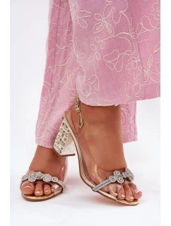 Průhledné Sandály Na Podpatku D&A MR51-705 Zlaté