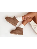 Dámské sněhule na platformě s kožíškem Vesirae – khaki