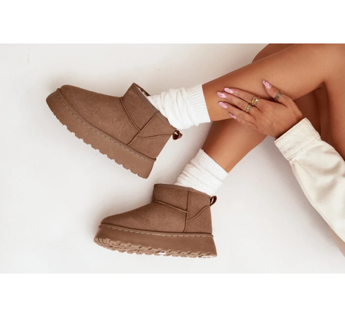 Dámské sněhule na platformě s kožíškem Vesirae – khaki