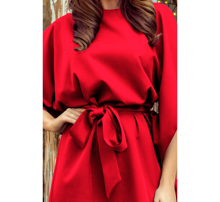 SOFIA - Červené dámské motýlkové šaty 287-3