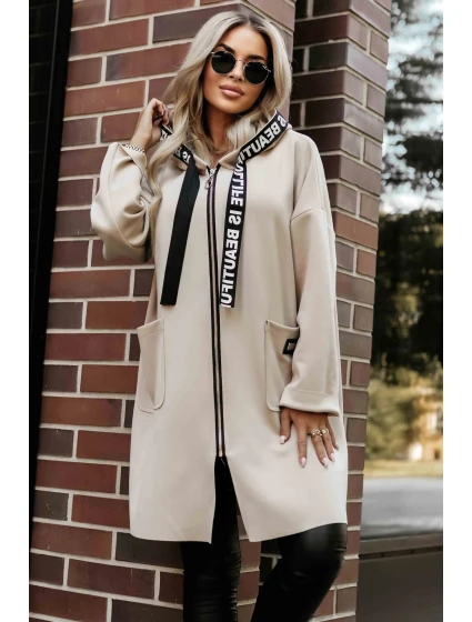model 21379613 Ležérní kabát s kapsami a kapucí béžový - numoco basic