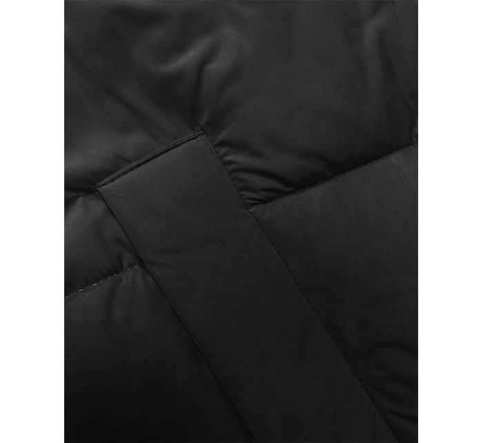 Černo-světle béžová dlouhá dámská vesta (V772G)