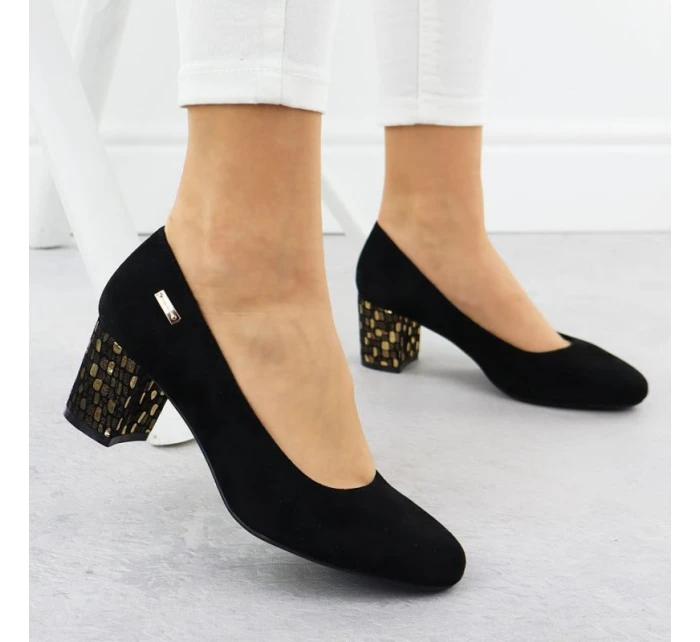 Sergio Leone W SK314D černé semišové lodičky na podpatku