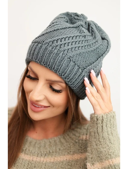 Dámská zimní čepice s vlnou grafitová Dámská zimní čepice s vlnou grafitová