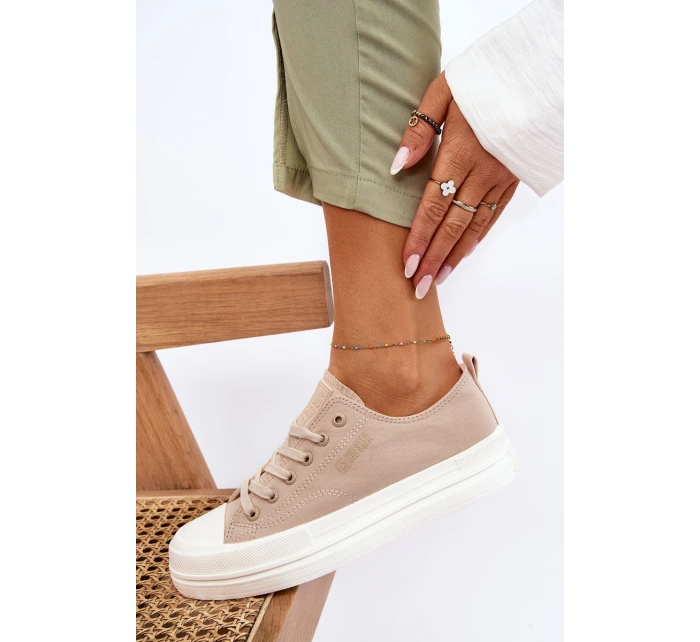 Nízké šněrovací tenisky Big Star LL274969 Béžové Nízké šněrovací tenisky Big Star LL274969 Béžové