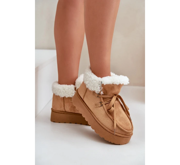Dámské Sněhule Na Platformě S Kožíškem  Camel model 21678767 - Boto