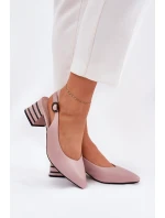 Dámské sandály na podpatku se   špinavě růžové model 21690149 - VINCEZA