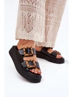 Eko Kožené Sandály Dámské Na Platformě S Přezkami Černé model 21699641 - Boto Eko Kožené Sandály Dámské Na Platformě S Přezkami Černé model 21699641 - Boto