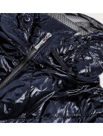 Tmavě modrá lesklá dámská prošívaná bunda (B9573)
